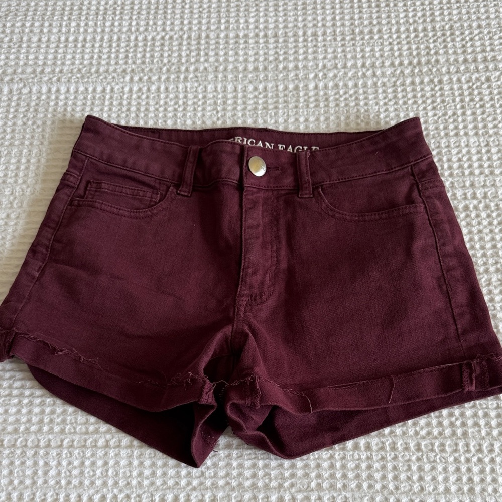 American Eagle Outfitters Women's Burgundy Denim Shorts